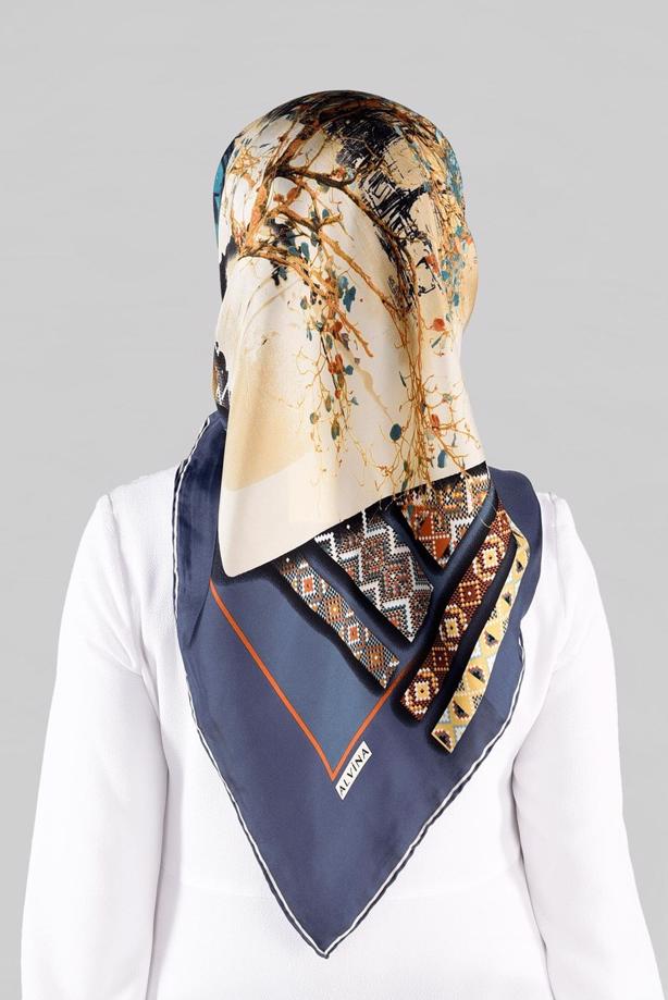 Hijab clothing NAVY BLUE ALVINA SILK SCARF 13286-1  - TRENDTESETTÜR