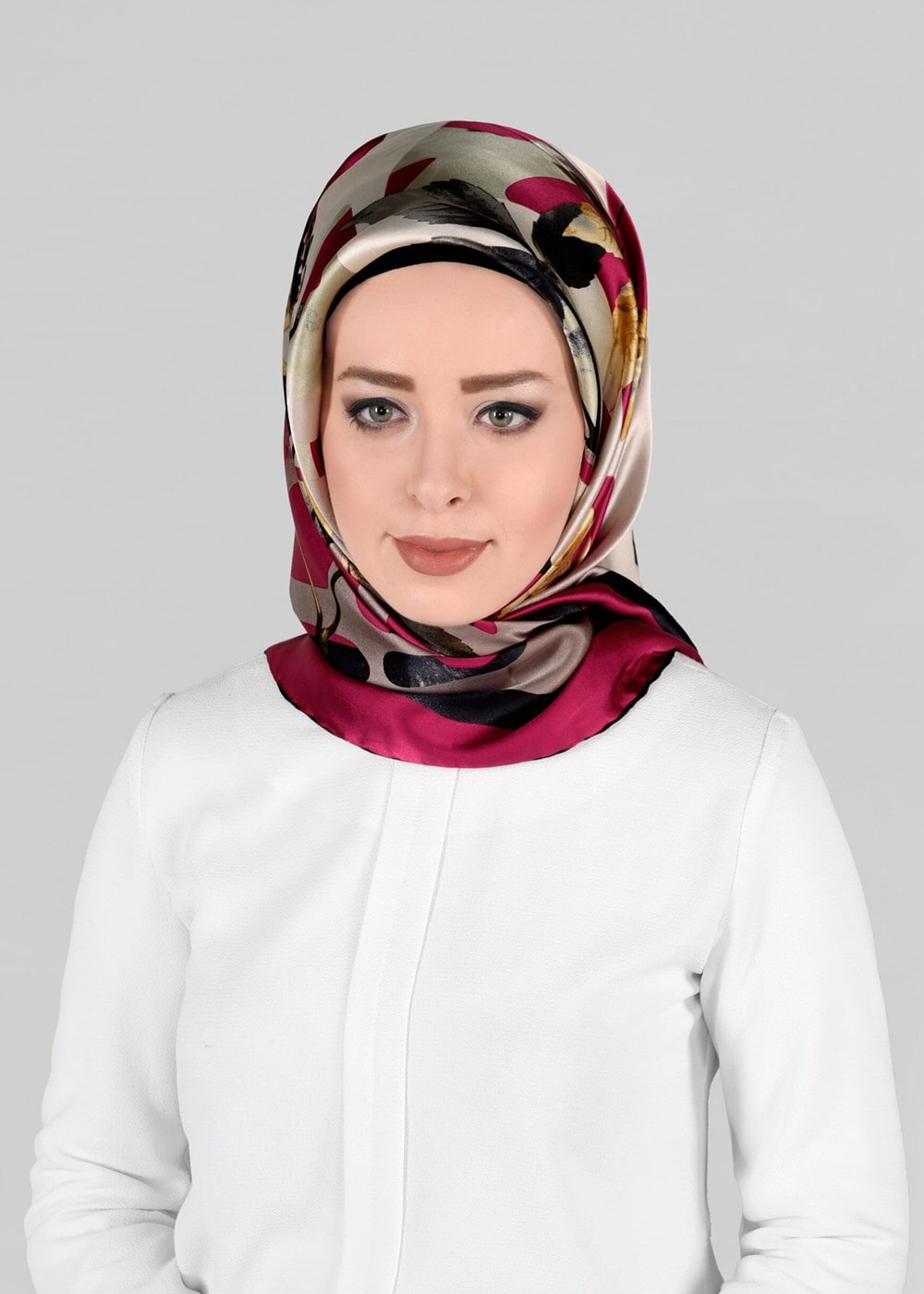 Tesettür giyim FUŞYA T 13288-1 ALVİNA İPEK EŞARP