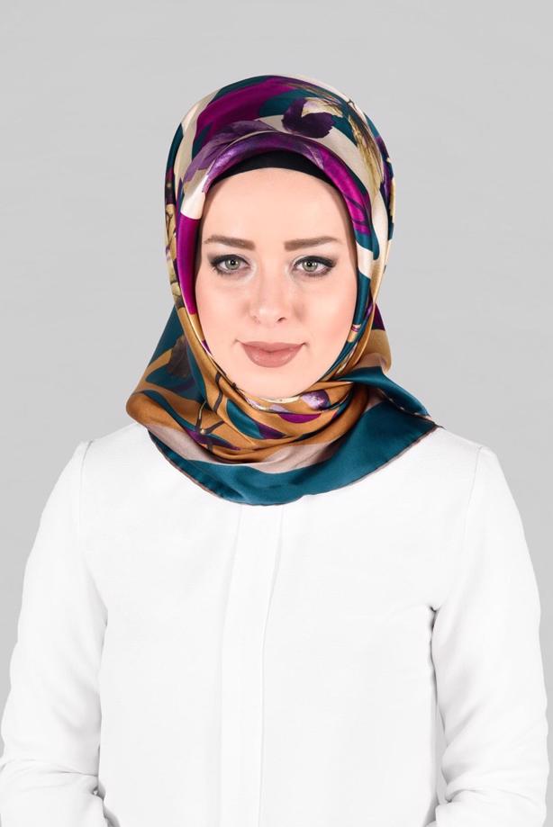 Hijab clothing BLUE ALVINA SILK SCARF  13288-1  - TRENDTESETTÜR