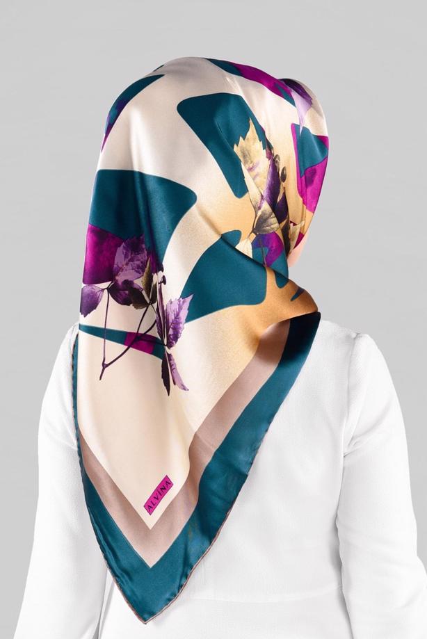 Hijab clothing BLUE ALVINA SILK SCARF  13288-1  - TRENDTESETTÜR
