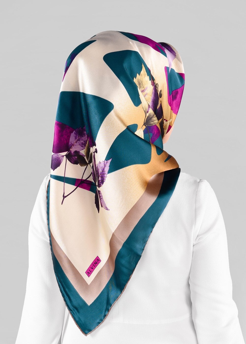 Vêtements hijab BLEU ALVINA ÉCHARPE EN SOIE 13288-1 