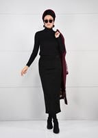 Tesettür giyim SİYAH DAR KESİM SÜET ETEK 85941