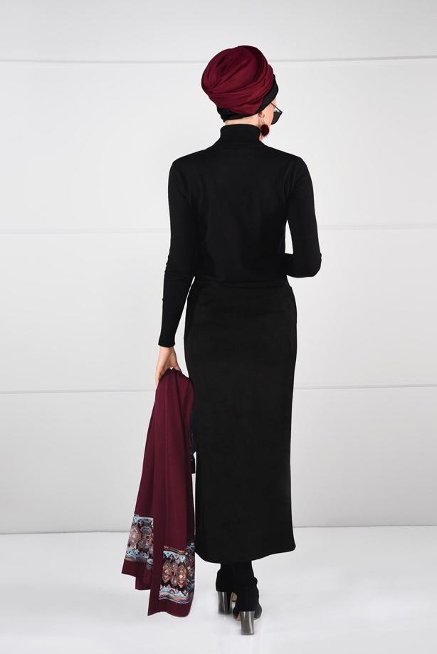 Tesettür giyim  DAR KESİM SÜET ETEK 85941 - TRENDTESETTÜR