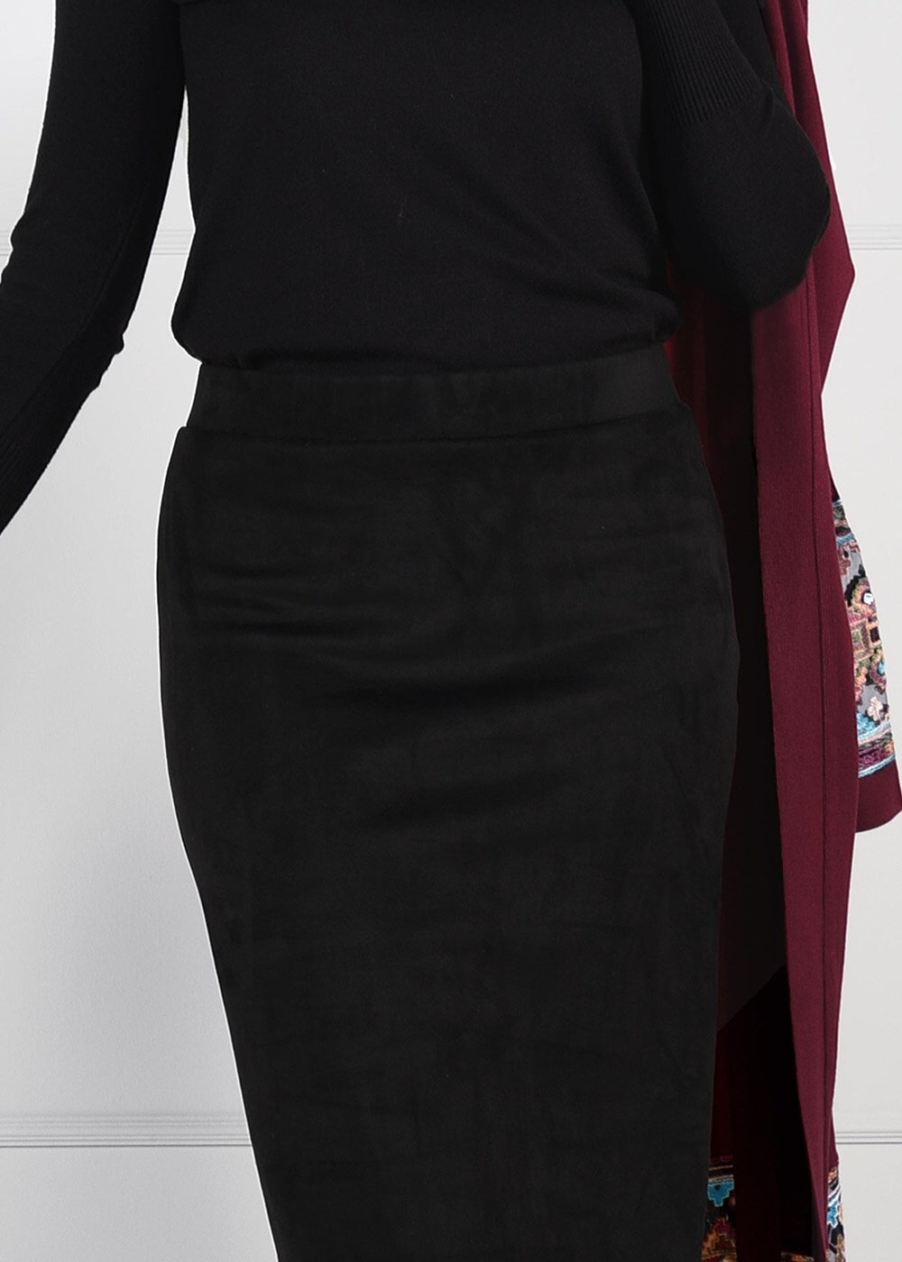 Tesettür giyim SİYAH DAR KESİM SÜET ETEK 85941