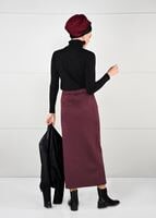 Tesettür giyim BORDO DAR KESİM SÜET ETEK 85941