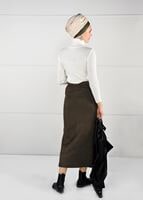 Tesettür giyim HAKİ DAR KESİM SÜET ETEK 85941