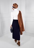 Tesettür giyim LACİVERT YÜKSEK BEL TRİKO ETEK 6093