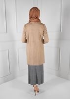 Tesettür giyim GRİ FİTİLLİ TRİKO ETEK 6094