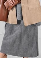 Tesettür giyim GRİ FİTİLLİ TRİKO ETEK 6094