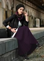 Tesettür giyim MÜRDÜM FİTİLLİ TRİKO ETEK 6094