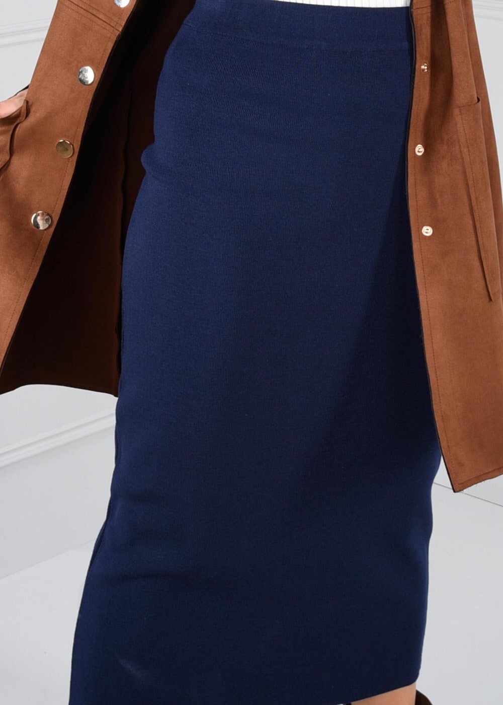 Tesettür giyim LACİVERT BELİ LASTİKLİ TRİKO ETEK 6095