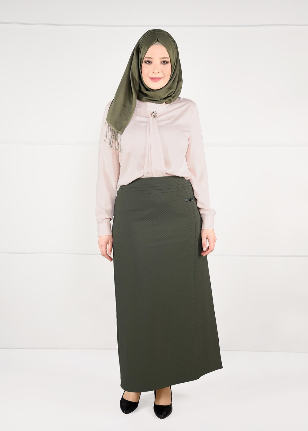 Hijab clothing KHAKI WRAP-OVER SKIRT 6898 