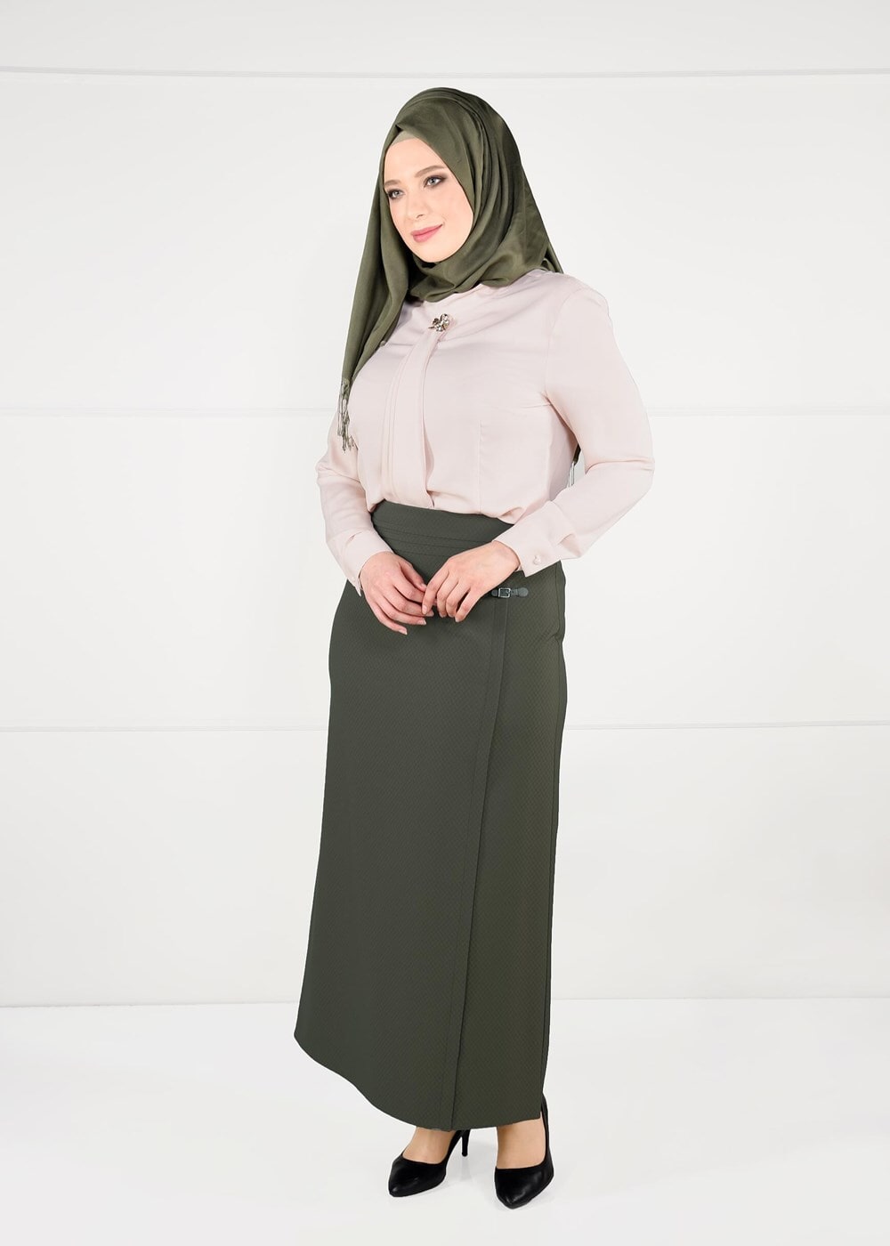 Hijab clothing KHAKI WRAP-OVER SKIRT 6898 