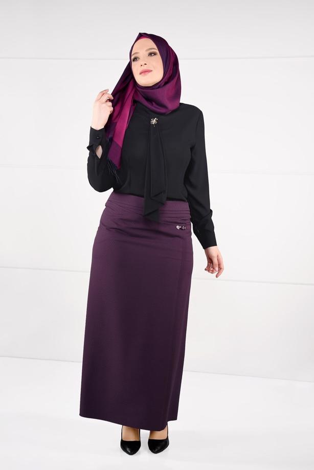 Tesettür giyim MÜRDÜM YÜKSEK BEL ANVELOP ETEK 6898 - TRENDTESETTÜR