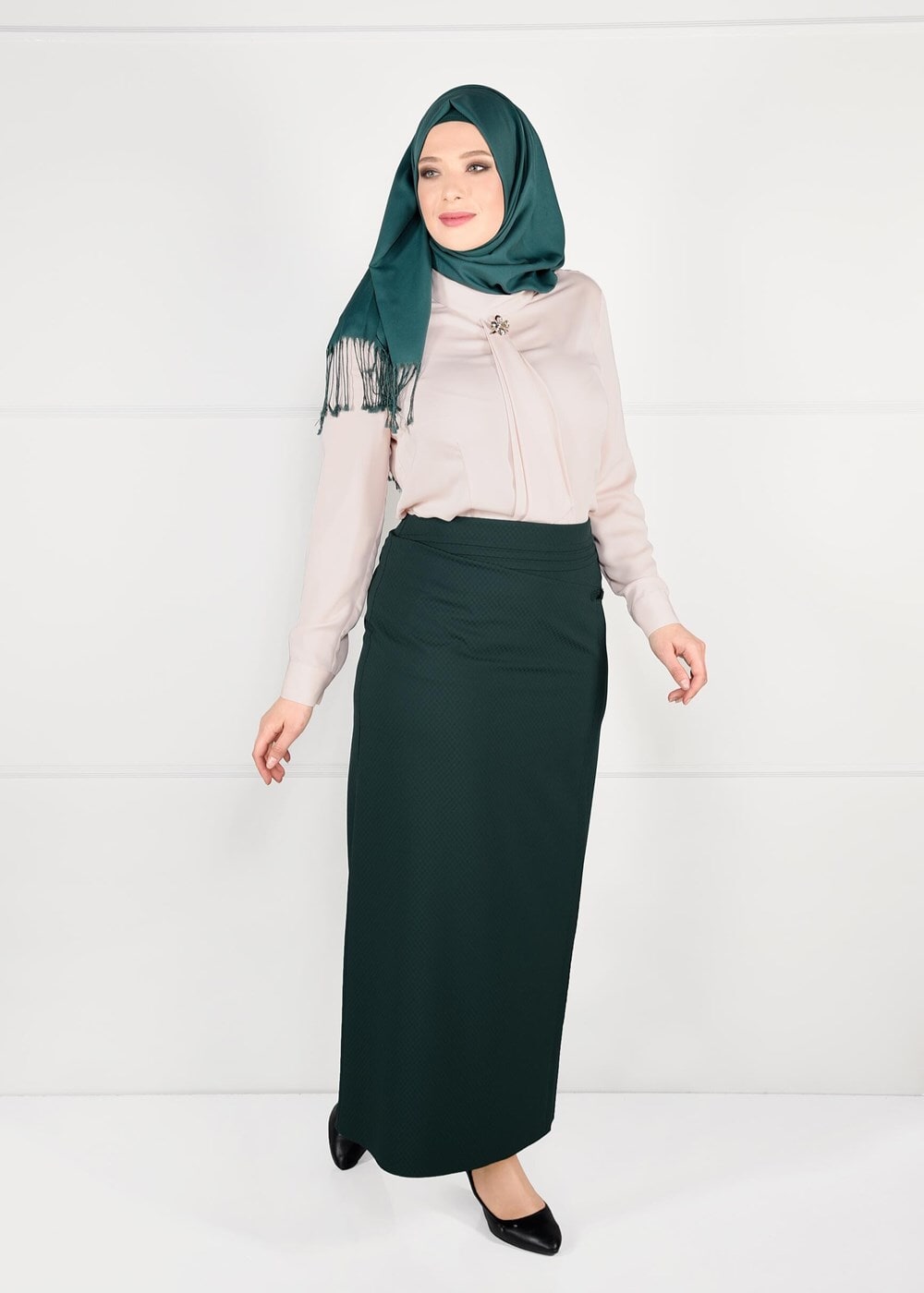 Hijab clothing GREEN WRAP-OVER SKIRT 6898 