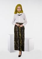 Tesettür giyim TURUNCU DESENLİ ETEK 6932