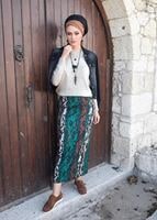 Tesettür giyim YEŞİL DESENLİ ETEK 6932