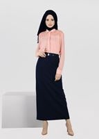 Tesettür giyim LACİVERT KEMER DETAYLI ETEK  6942