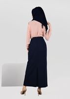 Tesettür giyim LACİVERT KEMER DETAYLI ETEK  6942