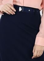 Tesettür giyim LACİVERT KEMER DETAYLI ETEK  6942