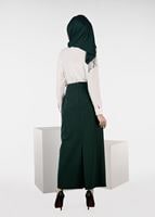 Tesettür giyim YEŞİL KEMER DETAYLI ETEK  6942