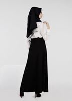 Tesettür giyim SİYAH KUŞ GÖZÜ DETAYLI ETEK 6943