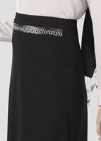 Tesettür giyim SİYAH KUŞ GÖZÜ DETAYLI ETEK 6943