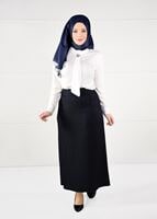 Hijab clothing NAVY BLUE BUTTONED SKIRT WITH HIDDEN SLITS  6946 