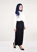 Hijab clothing NAVY BLUE BUTTONED SKIRT WITH HIDDEN SLITS  6946 