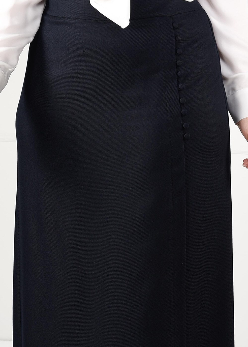 Hijab clothing NAVY BLUE BUTTONED SKIRT WITH HIDDEN SLITS  6946 