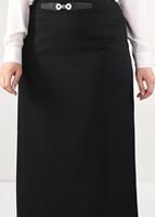 Hijab clothing BLACK BELTED HIGH-WAIST SKIRT 6947 