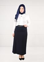Hijab clothing NAVY BLUE BELTED HIGH-WAIST SKIRT 6947 