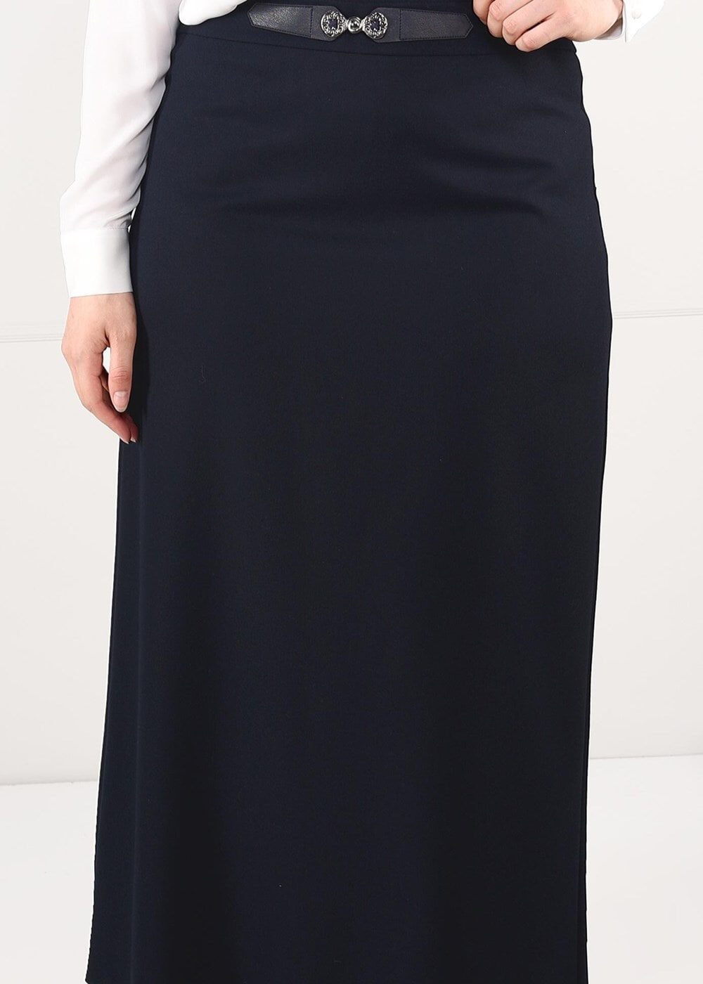 Hijab clothing NAVY BLUE BELTED HIGH-WAIST SKIRT 6947 