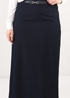Hijab clothing NAVY BLUE BELTED HIGH-WAIST SKIRT 6947 