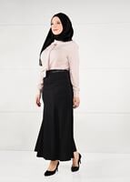 Hijab clothing BLACK EYELET DETAILED HIGH-WAIST SKIRT  6949 