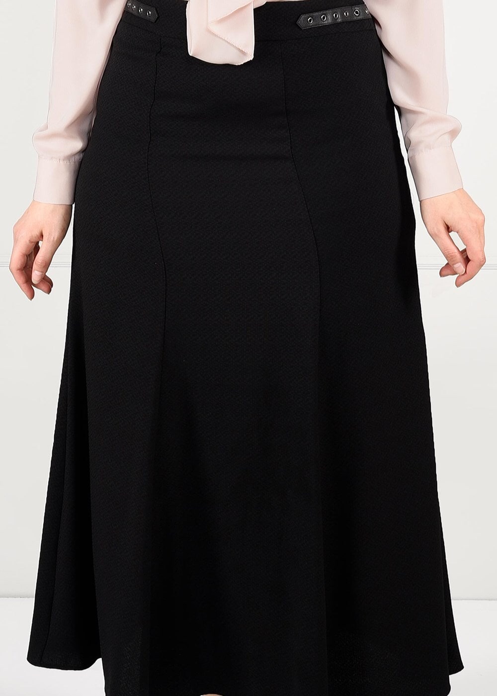 Hijab clothing BLACK EYELET DETAILED HIGH-WAIST SKIRT  6949 