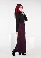 Tesettür giyim BORDO CEP DETAYLI ETEK 6951 