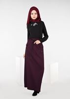 Tesettür giyim BORDO CEP DETAYLI ETEK 6951 