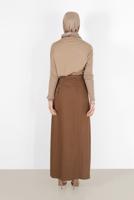 Tesettür giyim KAHVE CEP DETAYLI ETEK 6951 