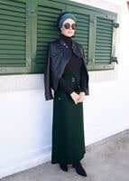 Tesettür giyim YEŞİL CEP DETAYLI ETEK 6951 