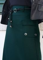 Tesettür giyim YEŞİL CEP DETAYLI ETEK 6951 