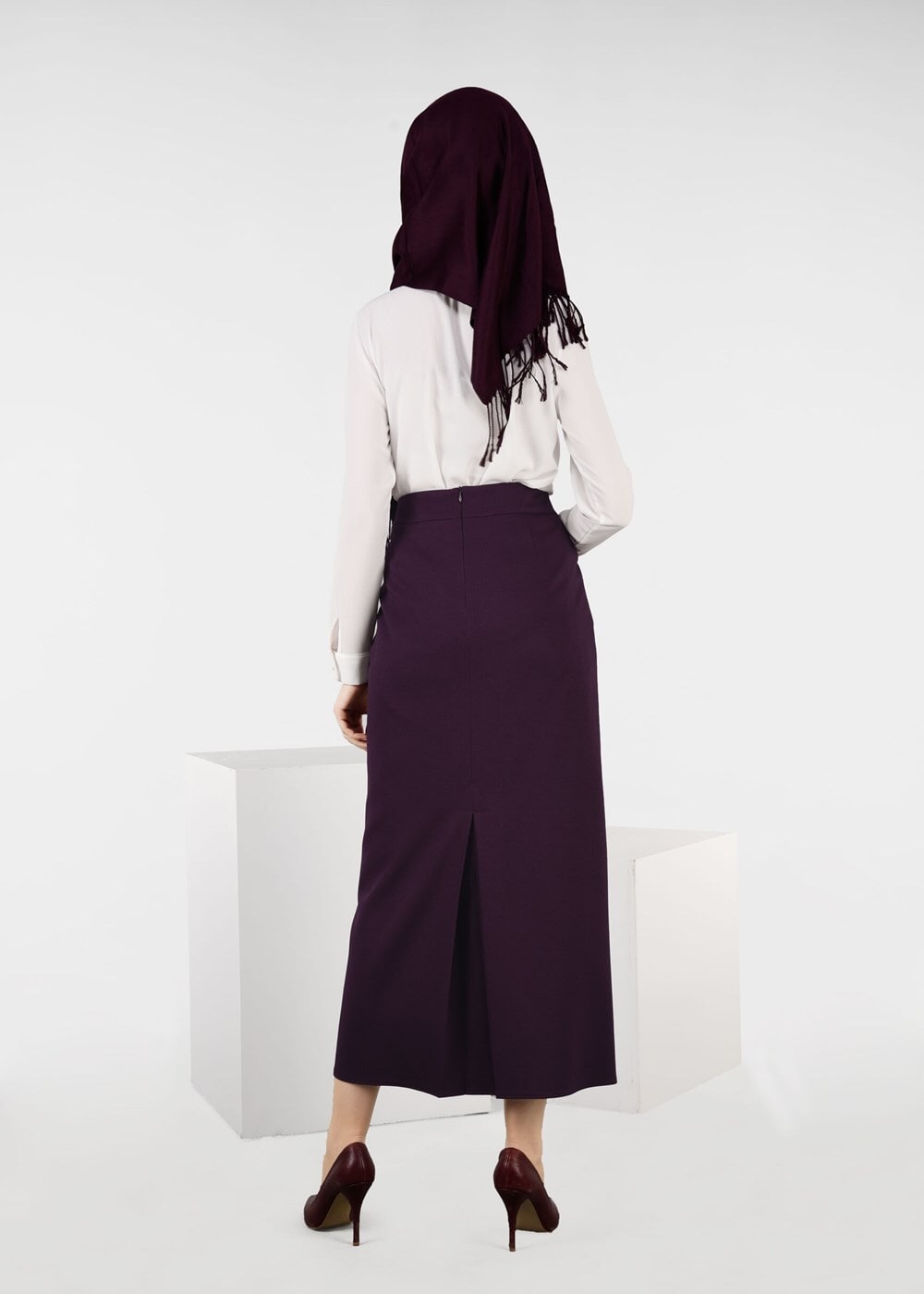 Tesettür giyim MÜRDÜM FERMUARLI ETEK 6953 