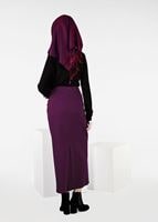 Tesettür giyim MOR FERMUARLI ETEK 6953 