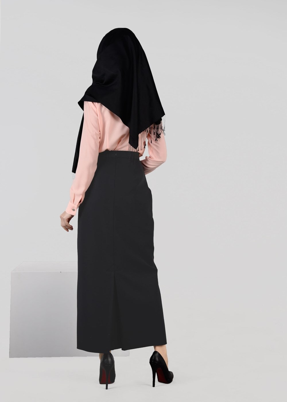 Tesettür giyim SİYAH KLASİK KESİM ETEK 6955 