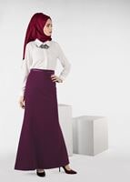 Tesettür giyim FUŞYA KEMERLİ ETEK 6960 