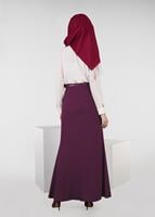 Tesettür giyim FUŞYA KEMERLİ ETEK 6960 