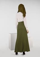 Tesettür giyim YEŞİL KEMERLİ ETEK 6960 