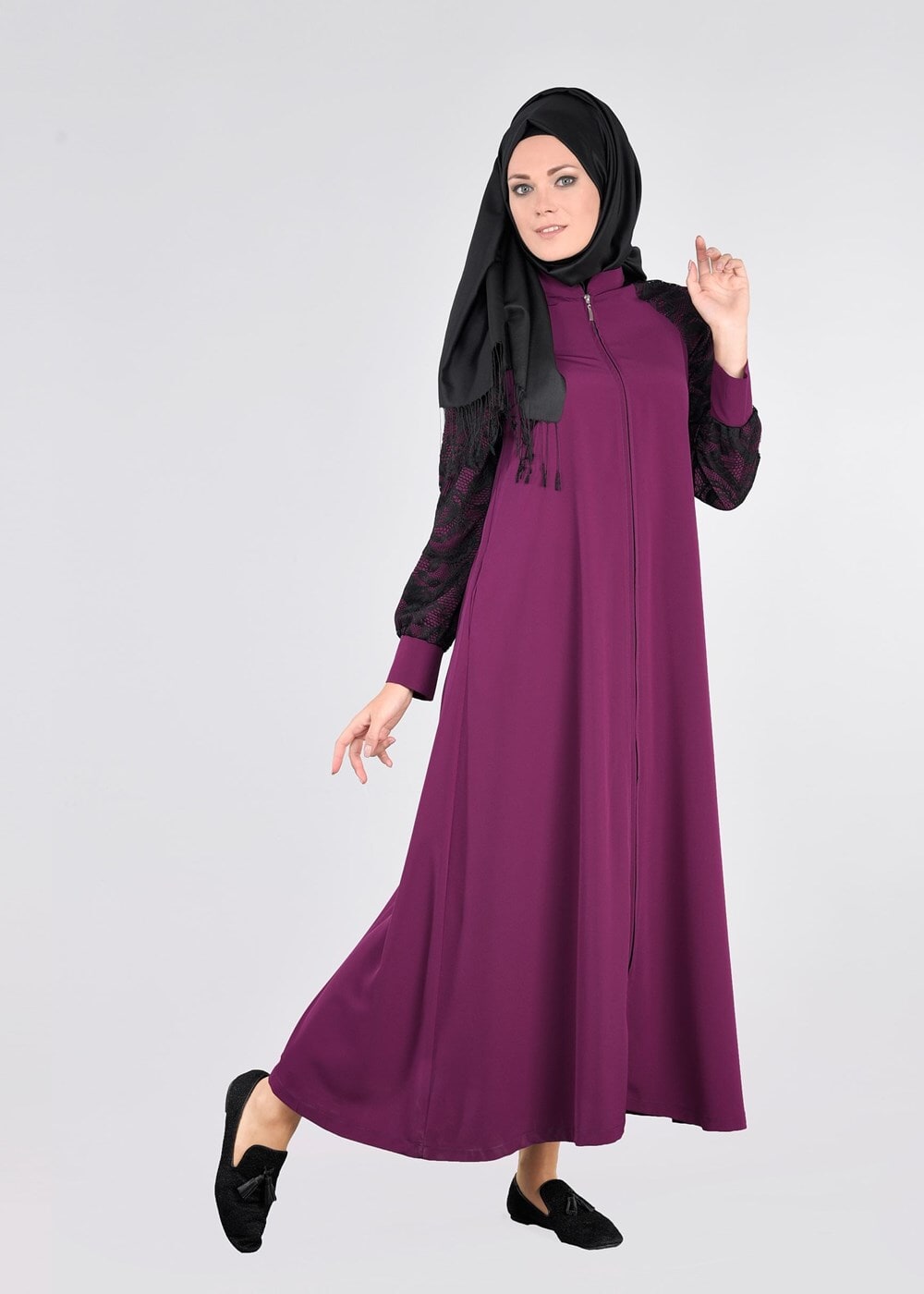 Tesettür giyim MÜRDÜM KOLLARI GÜPÜRLÜ  FERACE 86106 
