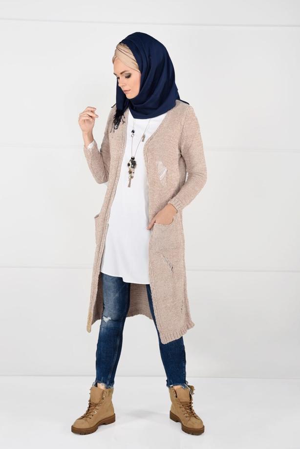 Tesettür giyim  ŞÖNİL KADİFE HIRKA 0203  - TRENDTESETTÜR