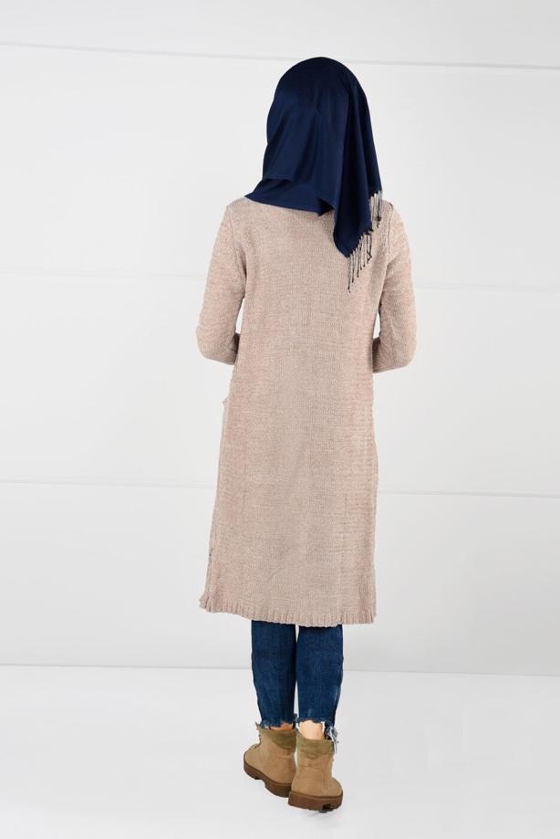 Tesettür giyim  ŞÖNİL KADİFE HIRKA 0203  - TRENDTESETTÜR